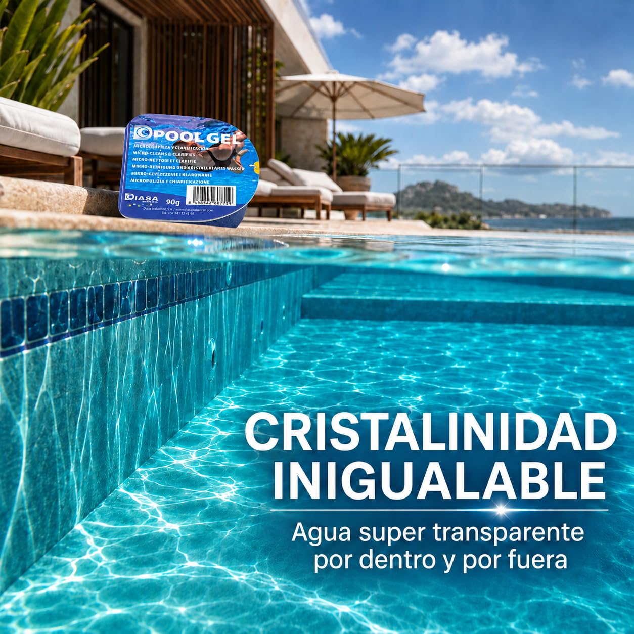 DIASA INDUSTRIAL Pack 6 UDS Gel Clarificante Piscinas Dpool Gel - MONODOSIS 90 GR - Agua Piscina cristalina