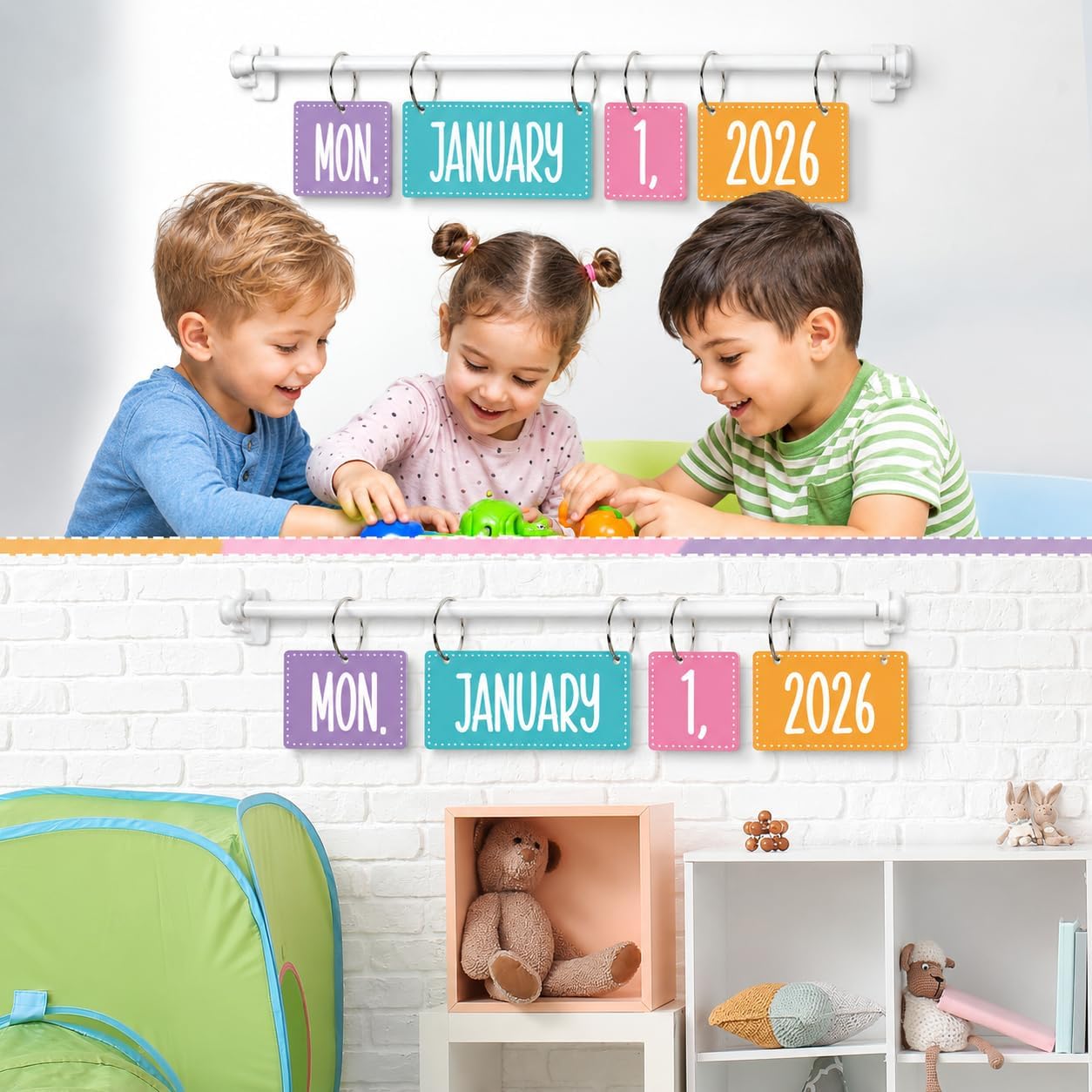 Colorful Flip Calendar Bulletin Board Rainbow Flip Calendar for Classroom Decoration with Hanging Adjustable Holder and 2026 to 2030 Years Date Cards for Back to School Home Decor Teacher Supplies image 5