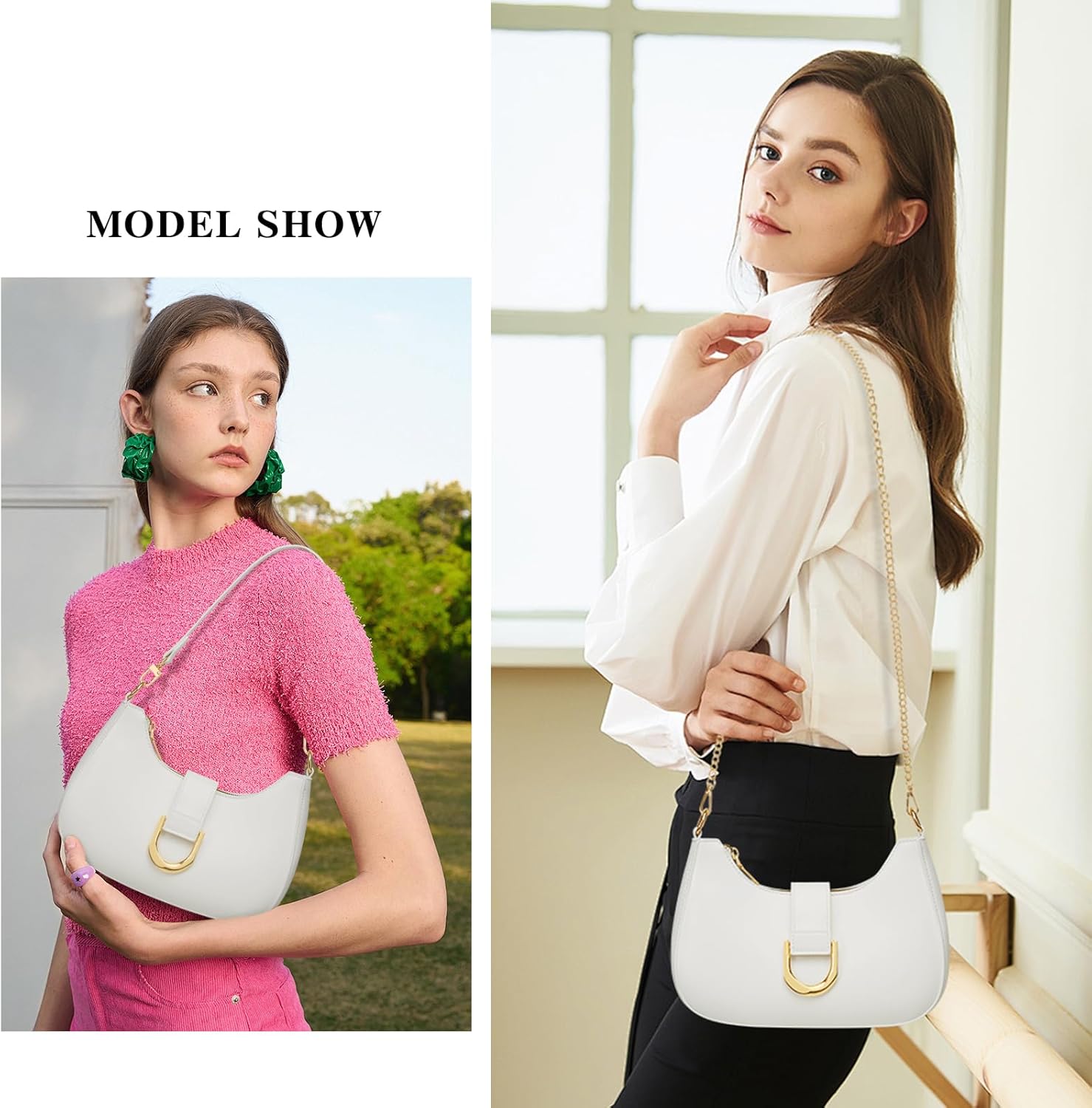 KKXIU Small Shoulder Bag for Women - Crescent Bag Small Purses for Women Trendy Vegan Leather Purse with Removable Strap - Image 2