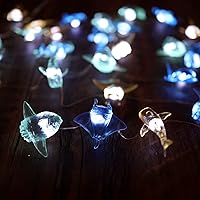 Vista 6 de Guirnalda de luces decorativas con temática del océano, con diseño de vida marina, beluga, ballena, tiburón, pez sol, manta raya, 10 pies, 30 luces