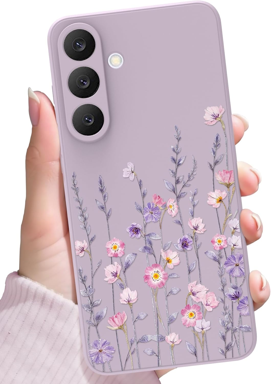 for Samsung Galaxy S25 FE Case,Floral Pattern Design for Women Girls,Soft Slim Cute Flowers Silicone Phone Cover with Shockproof Anti-Scratch Microfiber Lining,Colorful Flower
