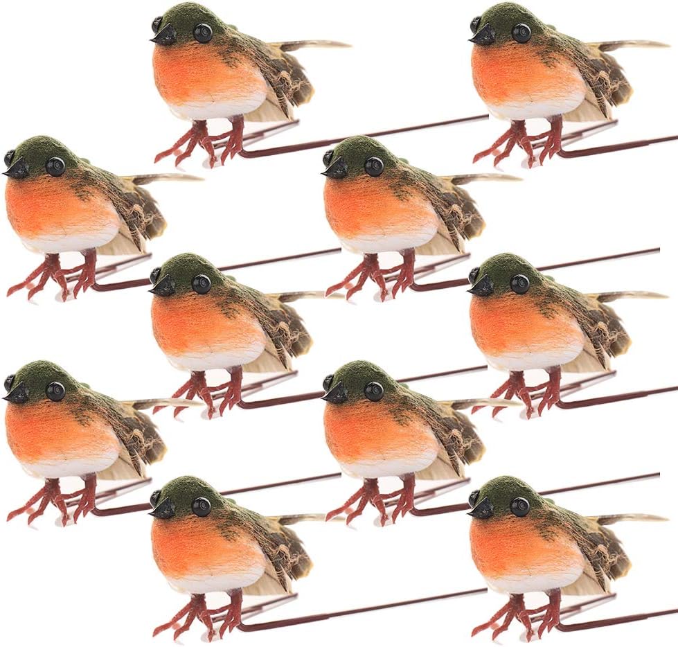 Vivid Robin Bird Decor Christmas Tree Decoration Craft Christmas Ornaments Set of 10 - 5 x 4 x 2cm