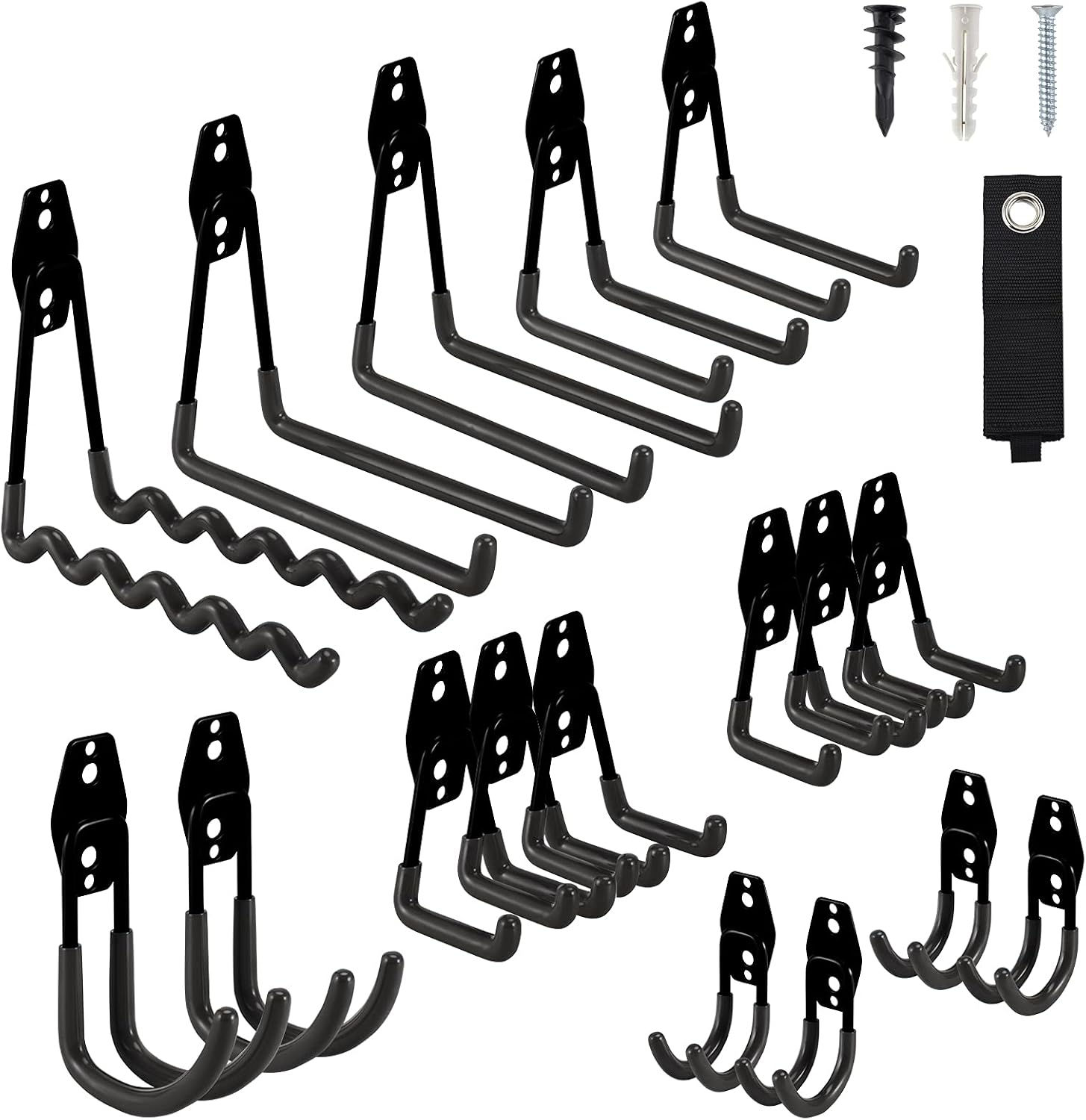 AOBEN Garage Hooks 18 Pack,Heavy Duty Garage Storage Utility Hooks,Heavy Duty Wall Mount Steel Hook for Organizer Power Tools,Garden,Bicycles,Ladders(Black)