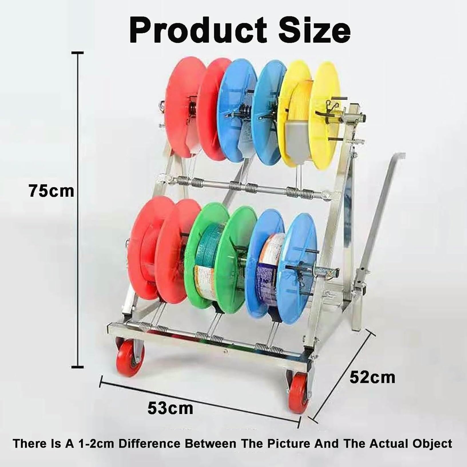 Carrello porta bobina filo elettrico con ruote e cuscinetto indipendente, dispenser per bobina per vendita al dettaglio e uso industriale