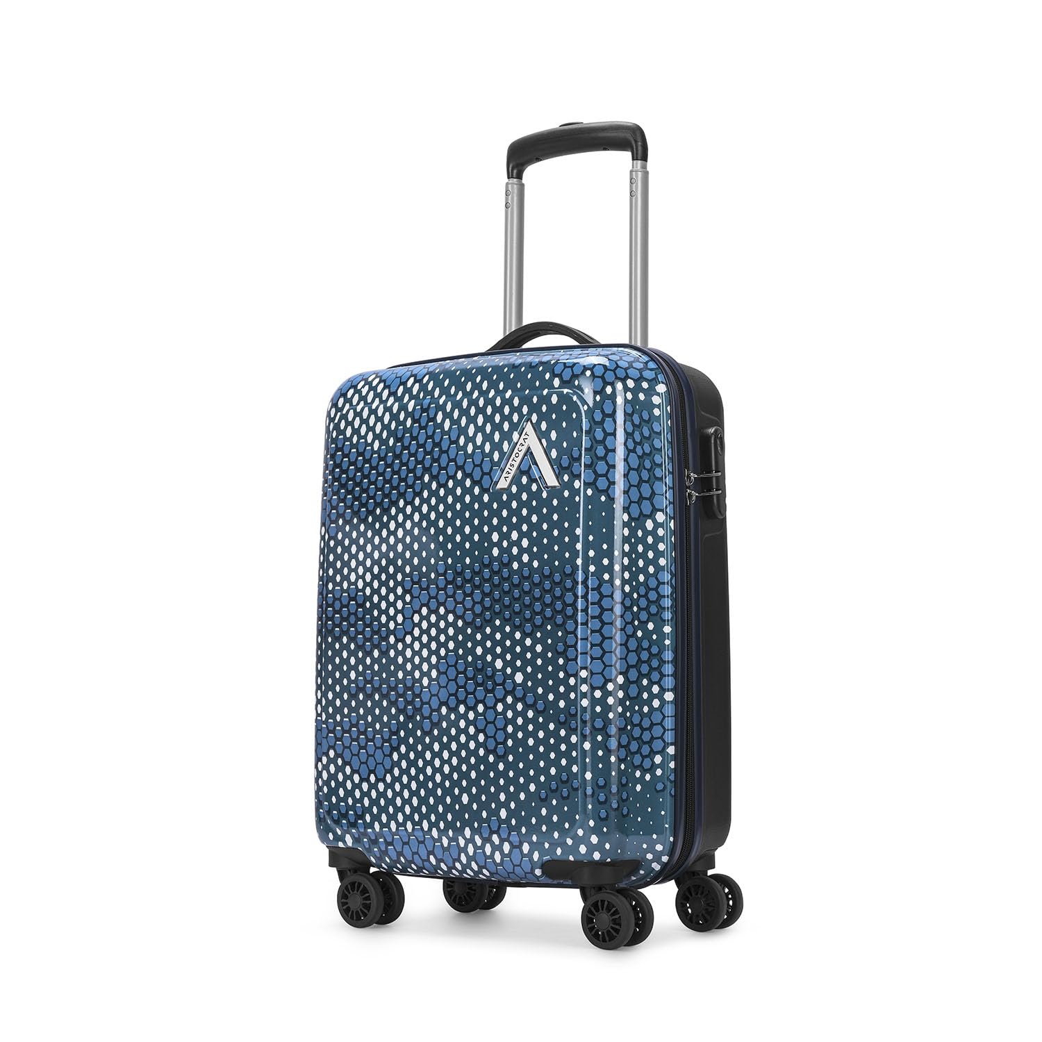 Combat | Cabin Trolley Bag, 53 Cm Small Hardside Luggage | 8 Wheels, Combination Lock | Polycarbonate | 5 Year International Warranty | Blue