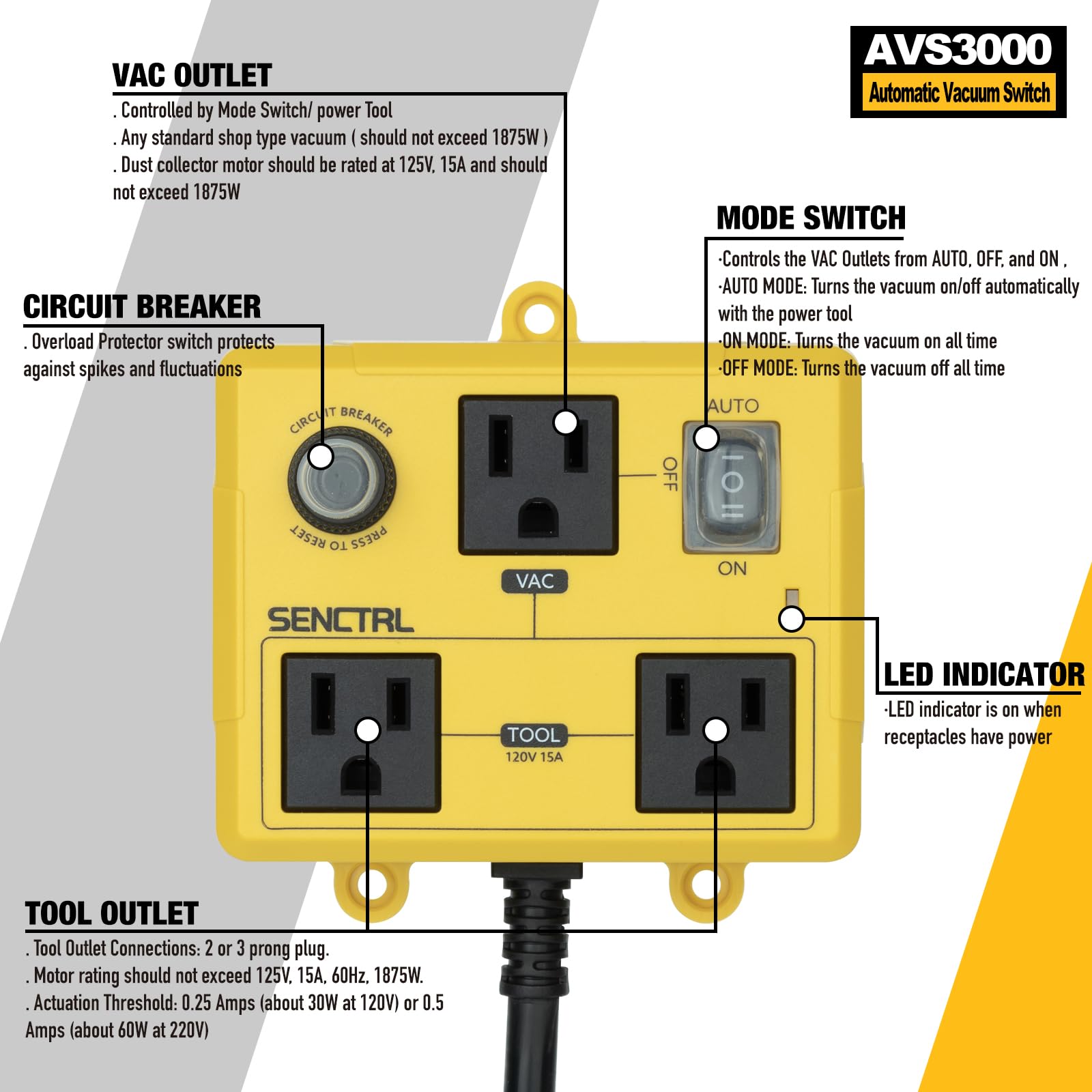 Automatic Vacuum Switch for Power Tools - Auto Mode -3 Automatic Vacuum Switch for Power Tools - Auto Mode -3