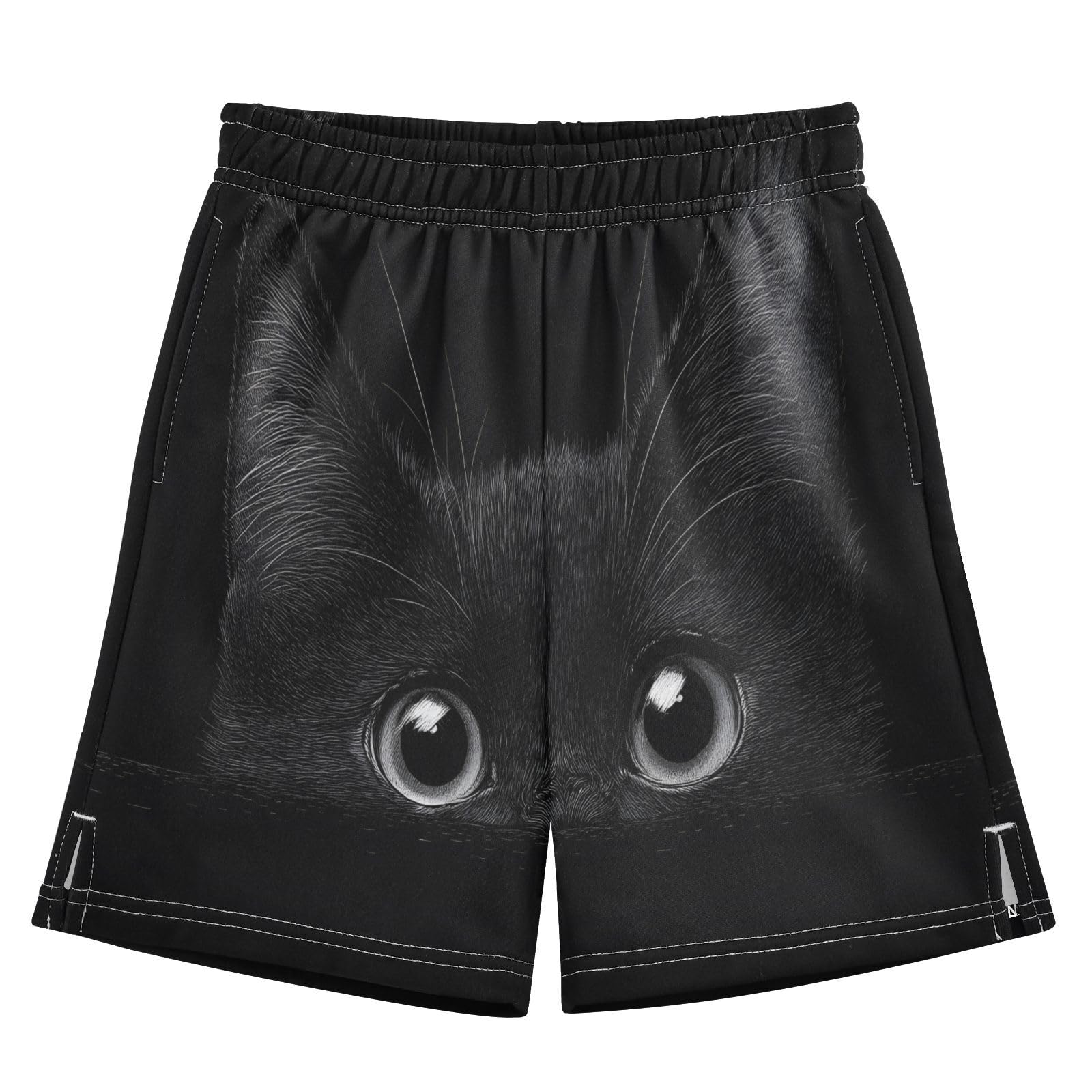 Black Cat Eyes Boys Athletic Shorts Kids with Pockets Shorts for boy Girls 12-13 Y