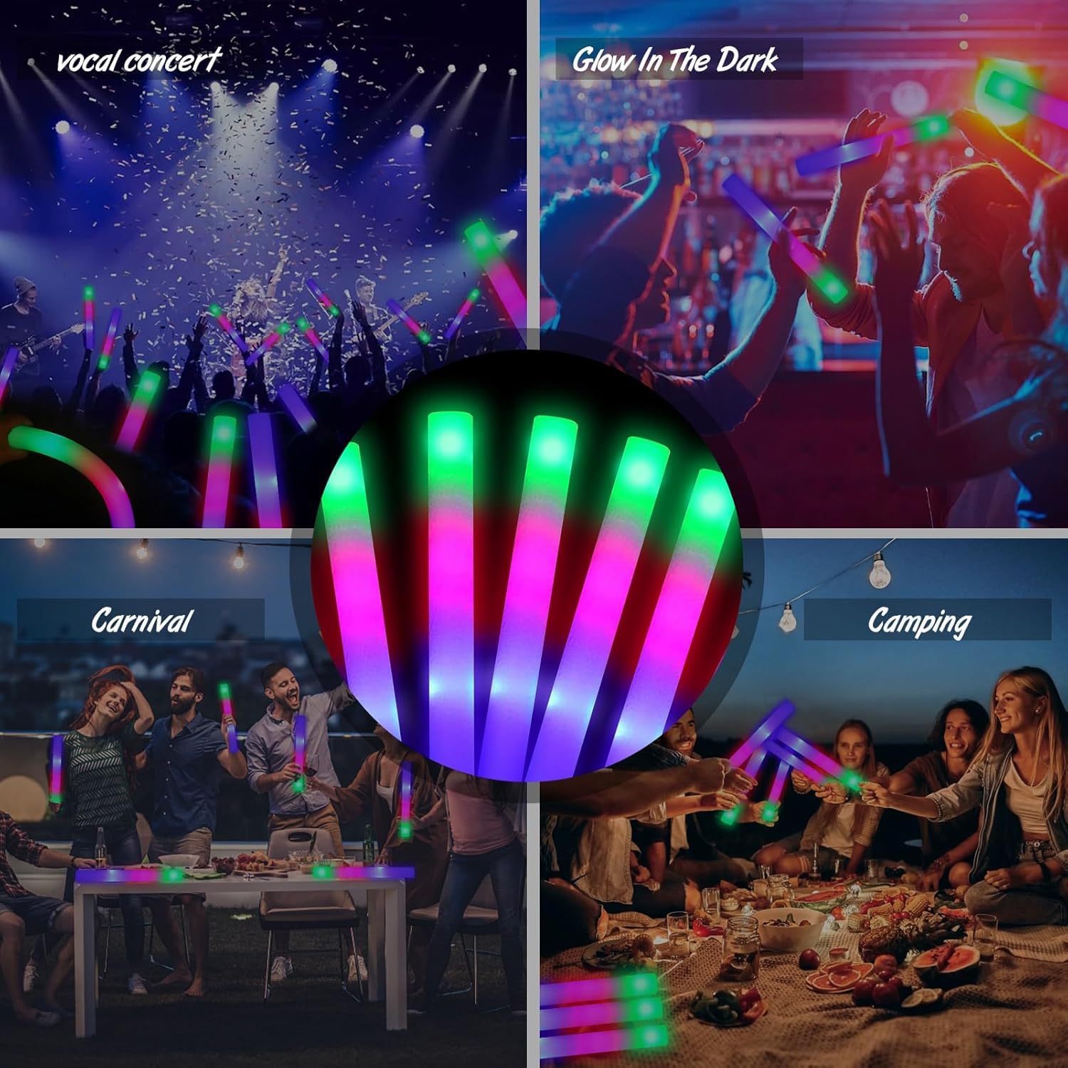 30 palos de espuma led de para conciertos, juguetes led para niños, juego de luces para fiestas, bodas, celebraciones, cumpleaños, festejos