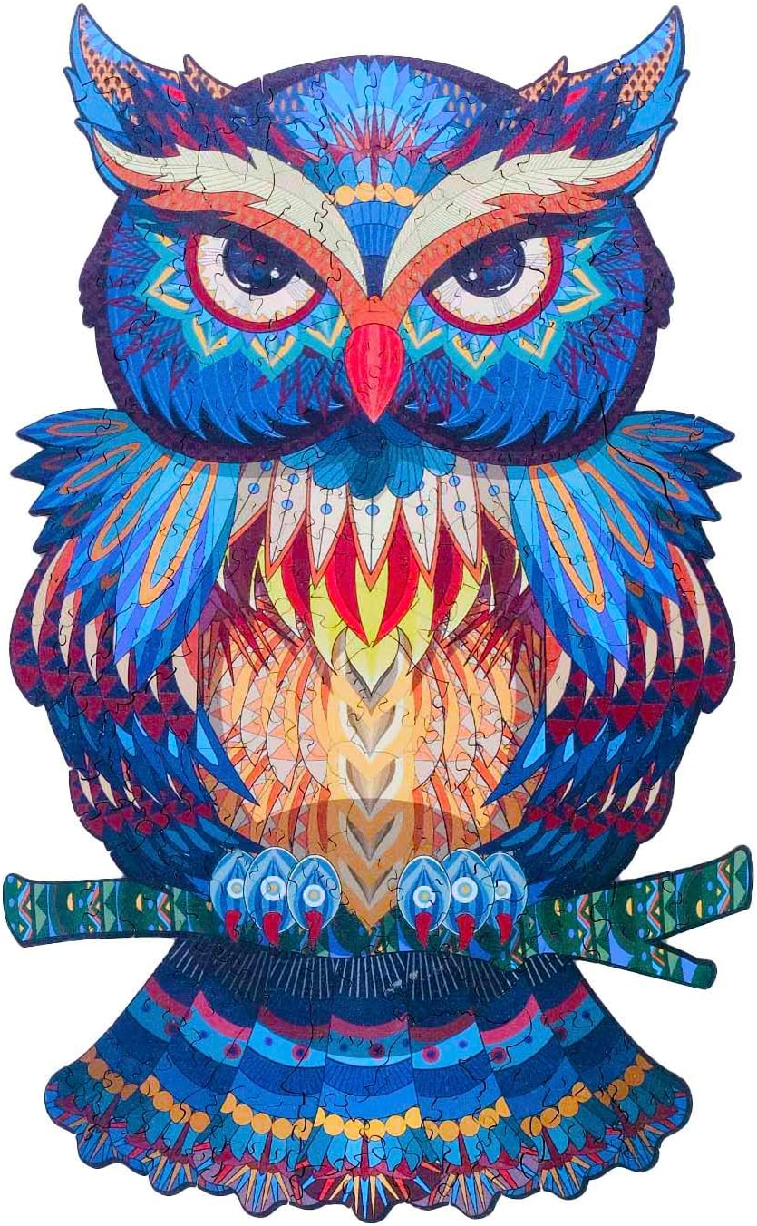 Owl Puzzle Jigsaw Puzzles โ Unique Wooden Puzzles for Adults and Children โ Coolest Adult Puzzles Perfect for Family โ Wooden Puzzles for Toddlers โ 210 Piece Custom Puzzle for Kids and Adults