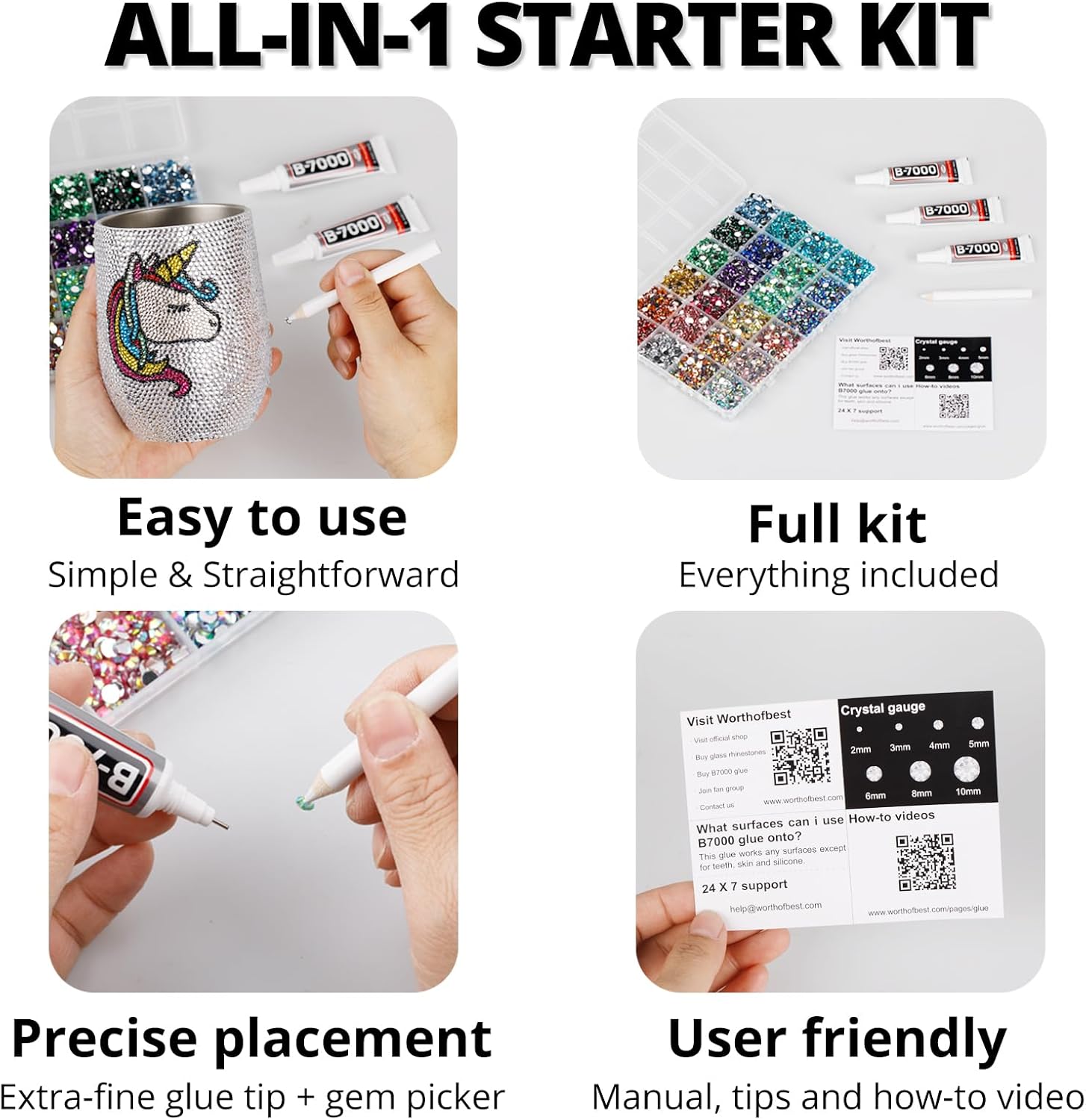 33000Pcs Light Green Rhinestones for Bedazzling, Bedazzler Kit with Flatback Craft Rhinestones Bulk and B7000 Glue, 2,3,4,5,6mm Resin Flat Back Crystals for Craftings, Crafts, Clothes, Shoes, Nails - Image 6