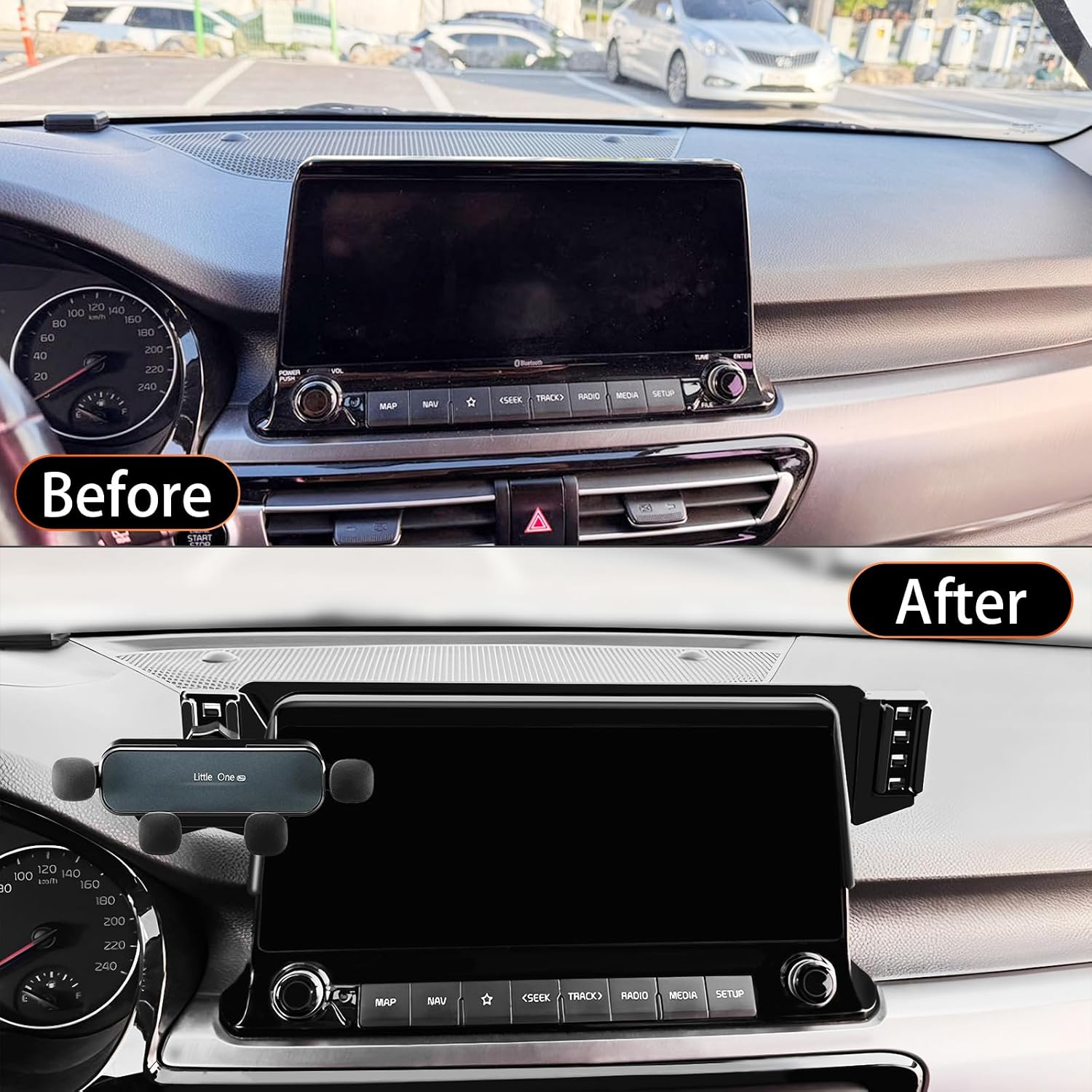 YOUTOOCAR Screen-Mounted Phone Holder for Kia Sorento, K5, Seltos, EV6, EV9, Morning, Sportage – No-Drill Dashboard Clip-On Mount, Hidden Design (for Kia Seltos 2019-2022)