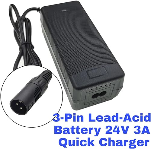 Miniatura 3 de Ajuste verificado Cargador rápido de 24 voltios y 3.0 amperios XLR de 3 pines para Go-Go Elite Traveler Ultra Scooter, Bruno, para Drive Medical,