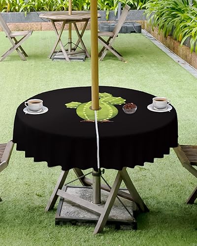Vista 4 de Outdoor Tablecloth with Umbrella Hole and Zipper Hot South Desert Plant Cactus Pattern Waterproof Patio Table Covers Table Cloth for Backyard BBQ