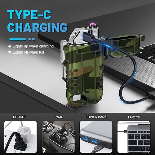 Miniatura 2 de lafagiet Encendedor recargable tipo C cuello flexible de 360 a prueba de viento y agua encendedores de arco eléctricos para velas campamentos