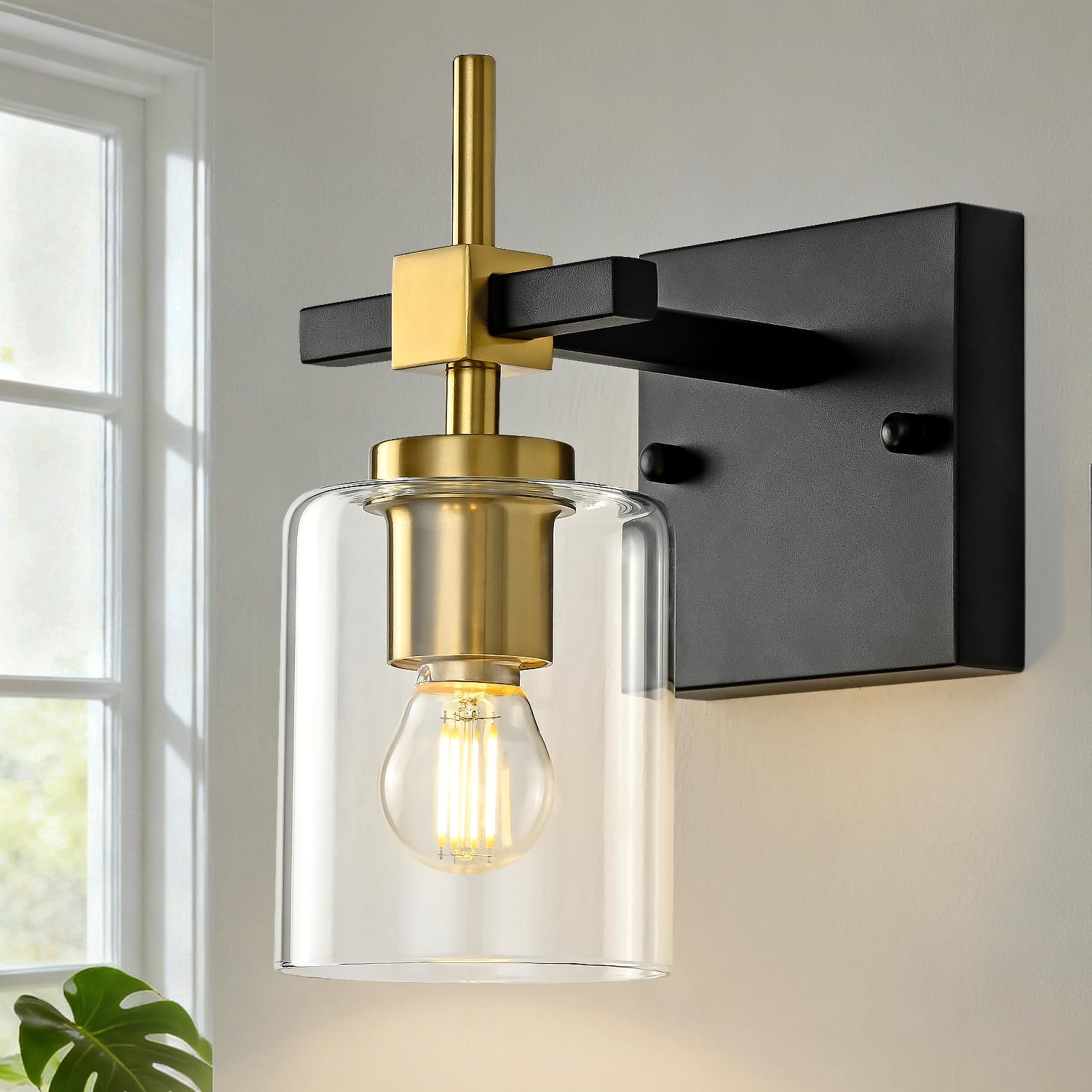 ChenSolara 1-Lights Bathroom Light Fixture,Vanity Light with Glass Shade, Modern Bath Wall Lights for Living Room, Hallway, Bedroom