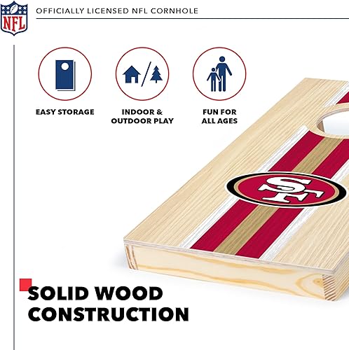 Miniatura 3 de NFL Football - Juego de Cornhole de madera maciza portátil de 1 x 2 pies con impresión directa HD gráficos del equipo, tamaño de viaje