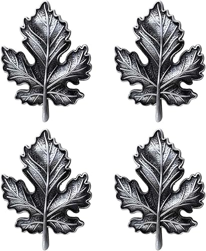 JSBWSFA 4 piezas de hoja de arce con mango creativo de aleación de zinc, pomos de metal para cajones, pomos decorativos para muebles, cajones,
