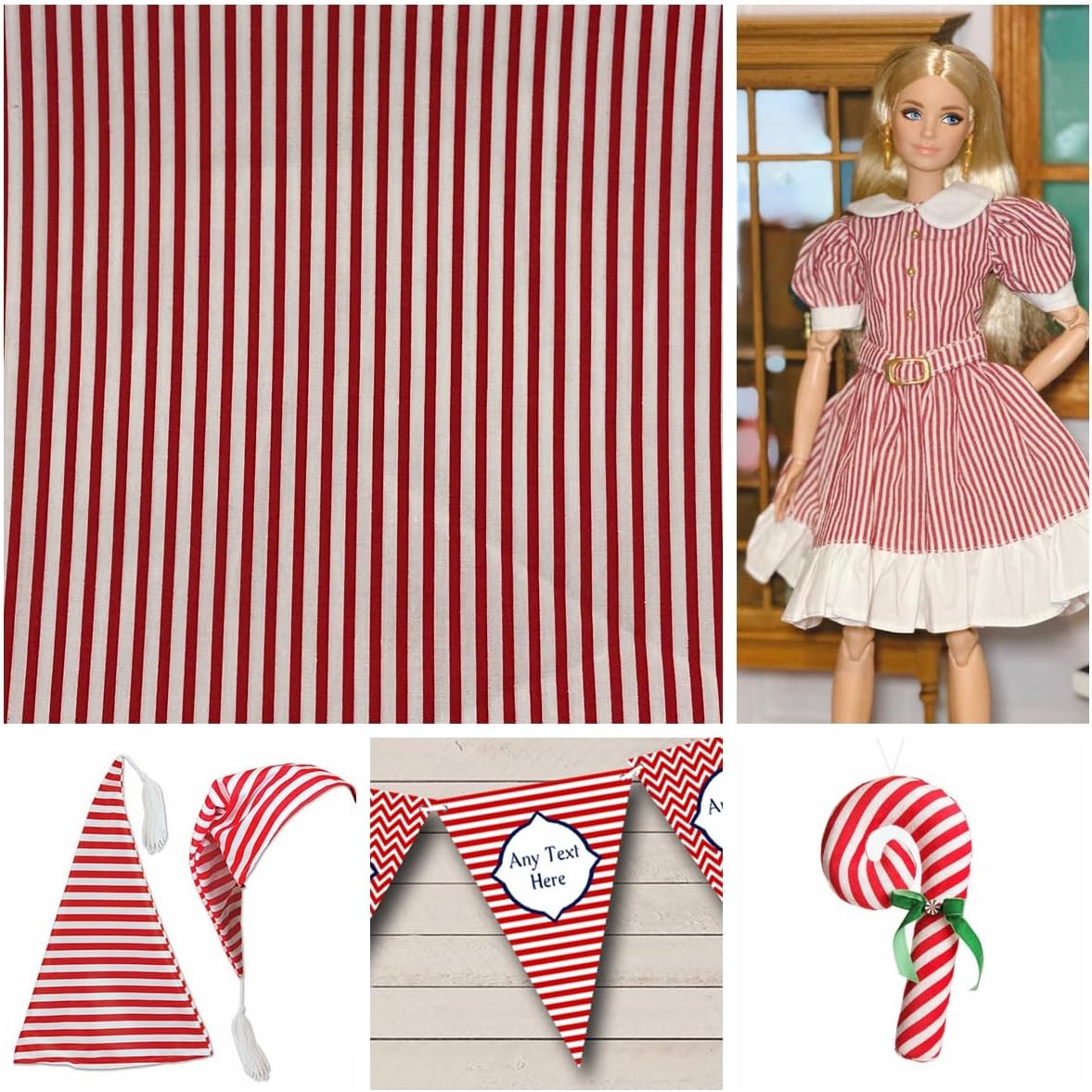 144x60 Inch Red White Striped Fabric Printed Poplin for Sewing Summer Shirting Dress Patriotic Backdrop 4th of July Party Bunting Christmas Project
