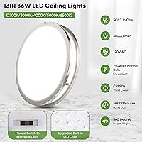 Vista 6 de Lámpara de techo LED de montaje empotrado de 36 W, lámpara de techo LED de 13 pulgadas 3600 LM, lámpara de techo moderna 2700 K/3000 K/4000 K/5000