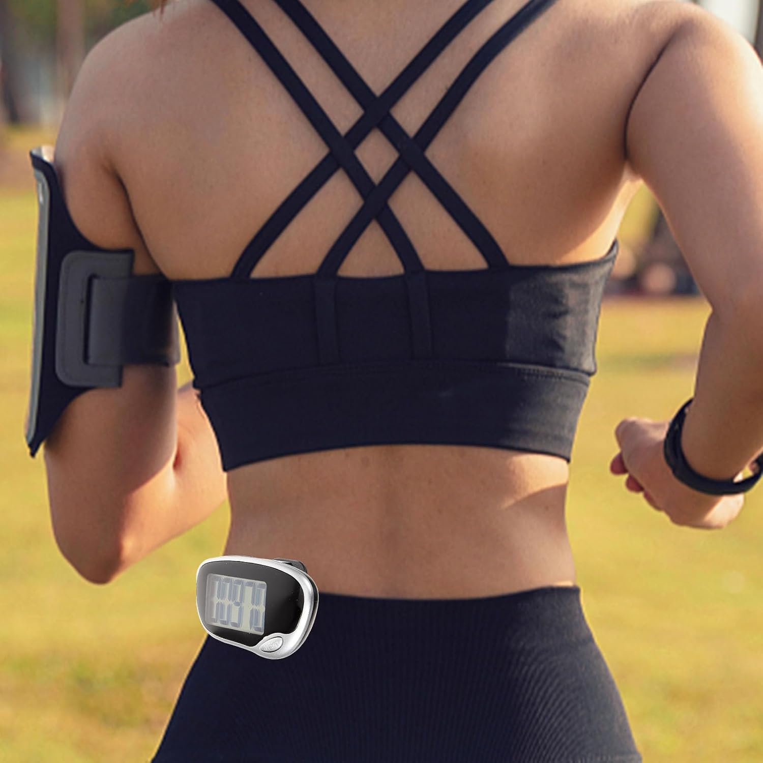 Black Portable Step Counter for Fitness with Clip on Plastic Design image 4