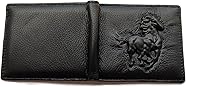 Vista 101 de Hombres Cool Eagle Wolf Caballo Totem Cuero Vaca Vertical Cartera Cremallera Multi-tarjeta Titular, Tótem de caballo, Minimalista