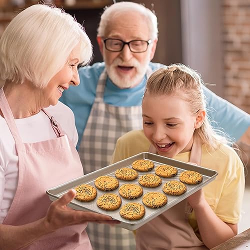 Miniatura 6 de Paquete de 2 bandejas para hornear de media hoja, juego de bandejas para hornear de calidad comercial, sartenes de acero al carbono, bandeja para