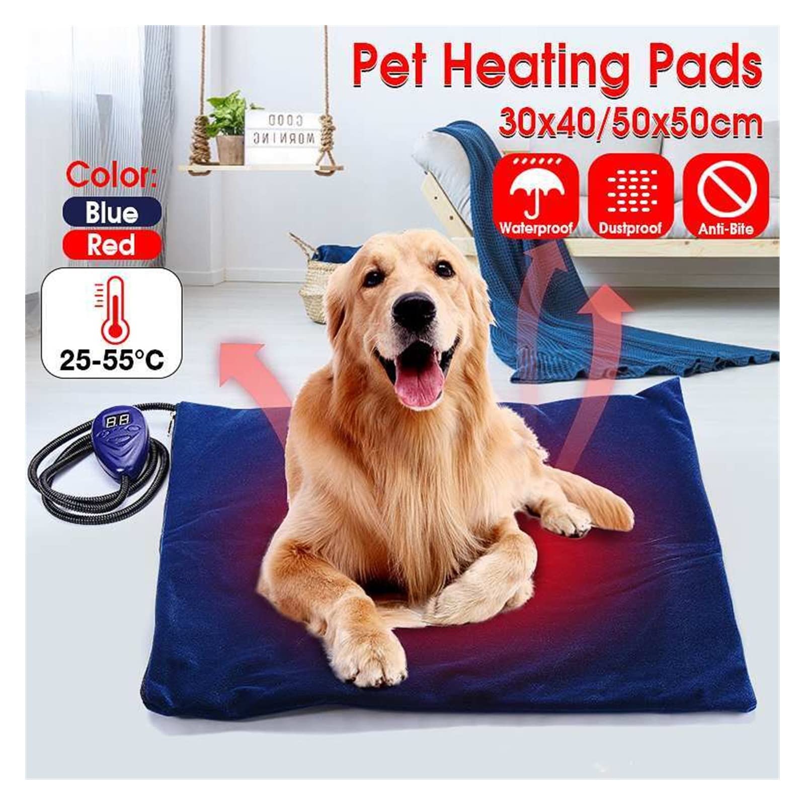 Manta térmica for mascotas Manta eléctrica for perros Almohadilla térmica for perros Cama for perros Impermeable Anti-mordedura Cojín de temperatura ajustable Estera térmica for mascotas 40 * 30 cm /