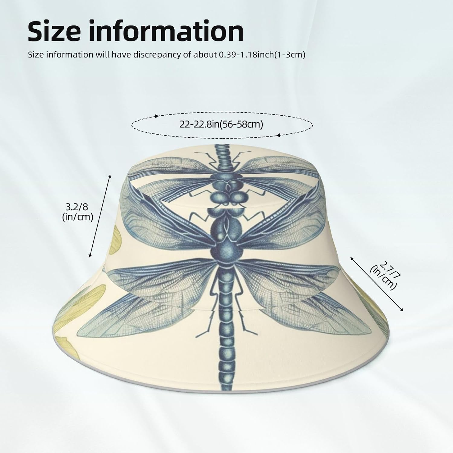 Dragonfly Drawing Bucket Hats for Women Men Sun Hat Fisherman Hats Travel Beach Hat Summer Fishing Cap Black