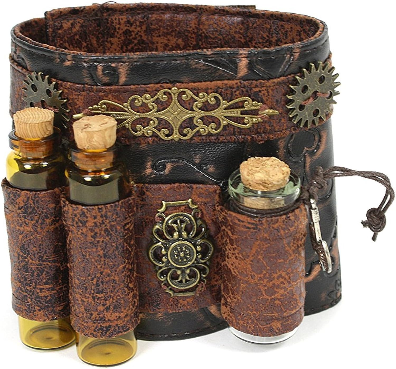Steampunk Accessories Faux Leather Phial Wristband Costumes For Women Bracelet : Clothing, Shoes & Jewelry