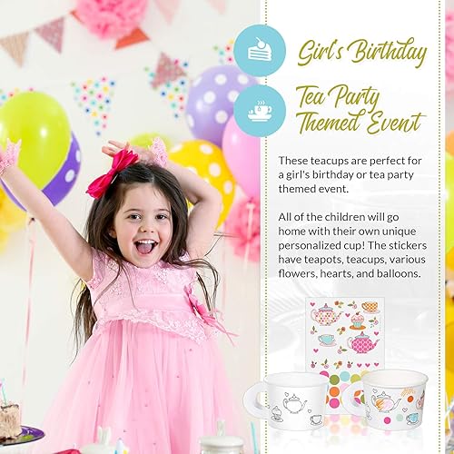 Miniatura 3 de Tazas de té para que decores en la hora de té tu propia taza de regalo 6unidades BlancoRosado 2 - unidades