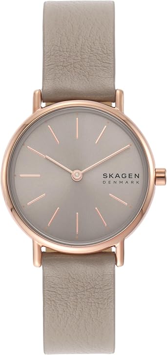 Skagen Signatur Lille Watch for Women, Rose Gold Tone Quartz Two Hand Movement with Stainless Steel or Leather Strap
