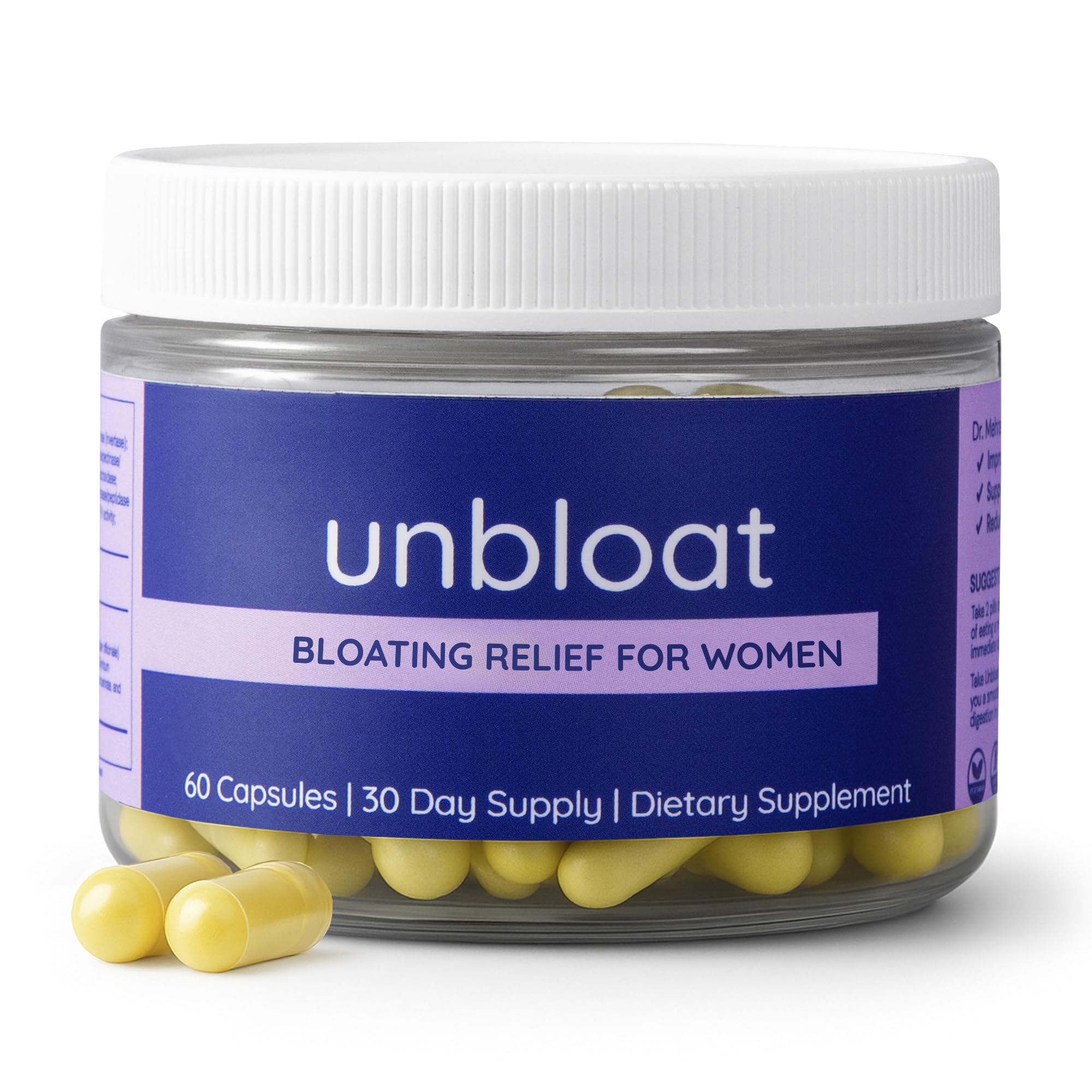 Anti-Bloat Pills for Women - Bloating Relief for Women & Digestive Support Supplement - Enhances Gut Health - No Bloat Formula with Prebiotics & Probiotics - Debloating Supplements - 60 Count