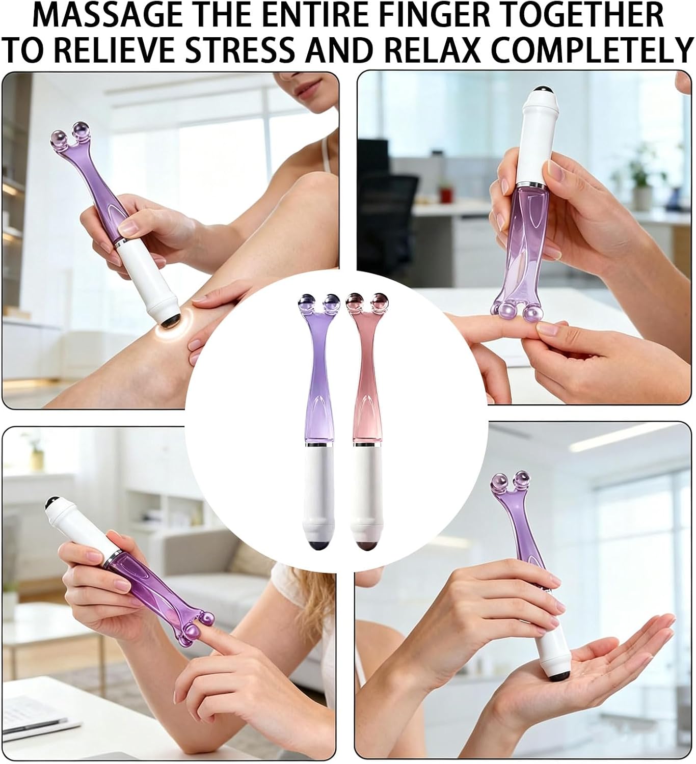 2 Pcs Finger Massager Roller,Finger Massager,Finger Massager for Arthritis,Hand Massager Tool,Hand Roller with Stainless Steel Beads,for Woman Mothers Day Gift Palm Foot Acupressure Tool