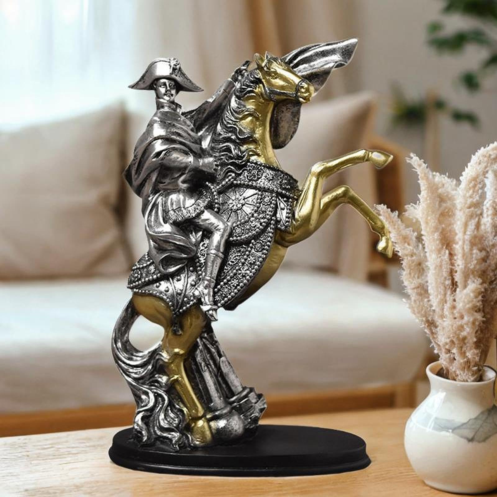 SFEWF Posąg rycerza Figurka z żywicy Ozdoba na stół Rzeźba rycerza do przedpokoju szafki, srebrny rycerz