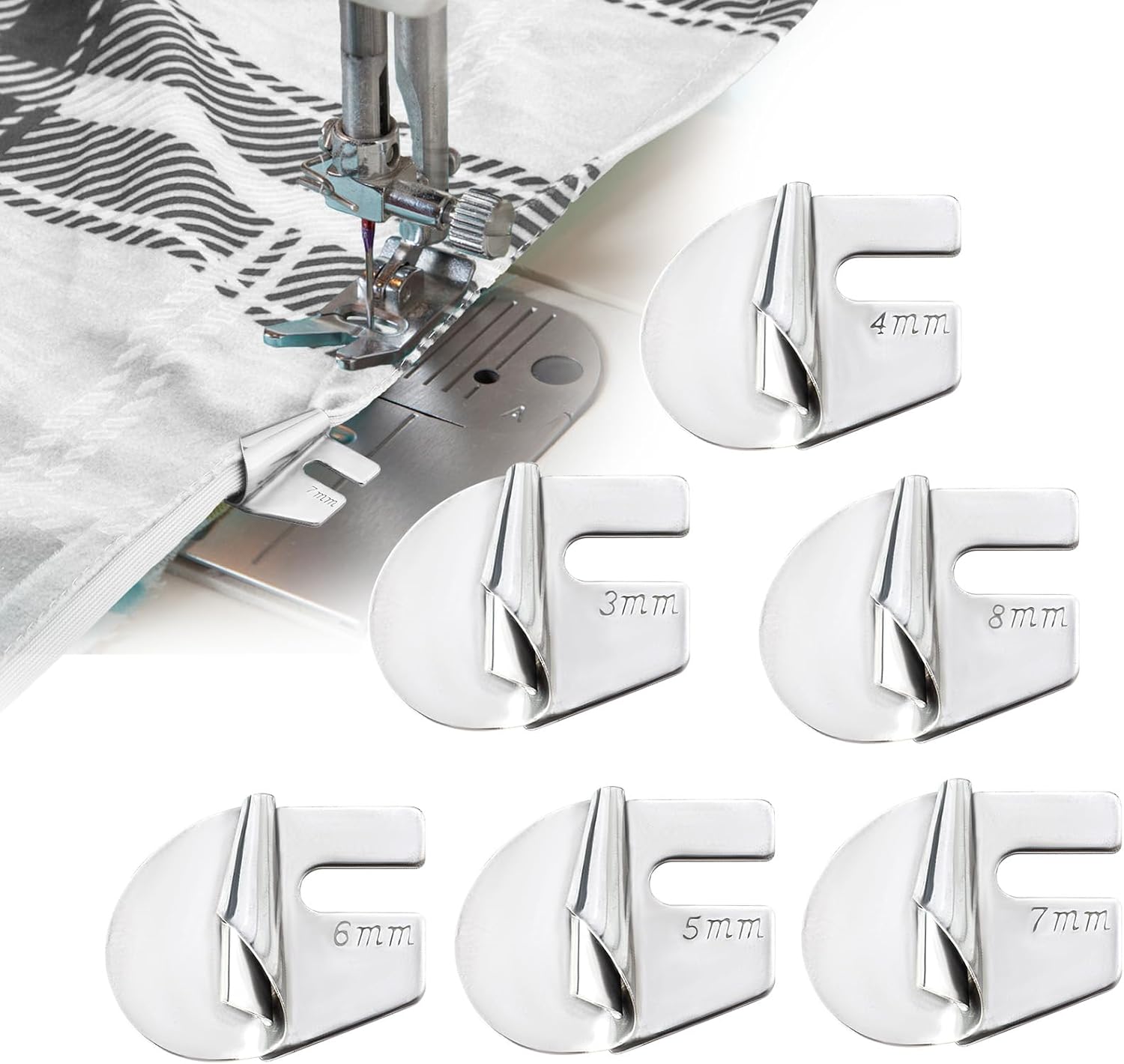 6pcs Sewing Rolled Hemmer Foot, 3mm8mm Rolled Hem Presser Foot Sewing Machine