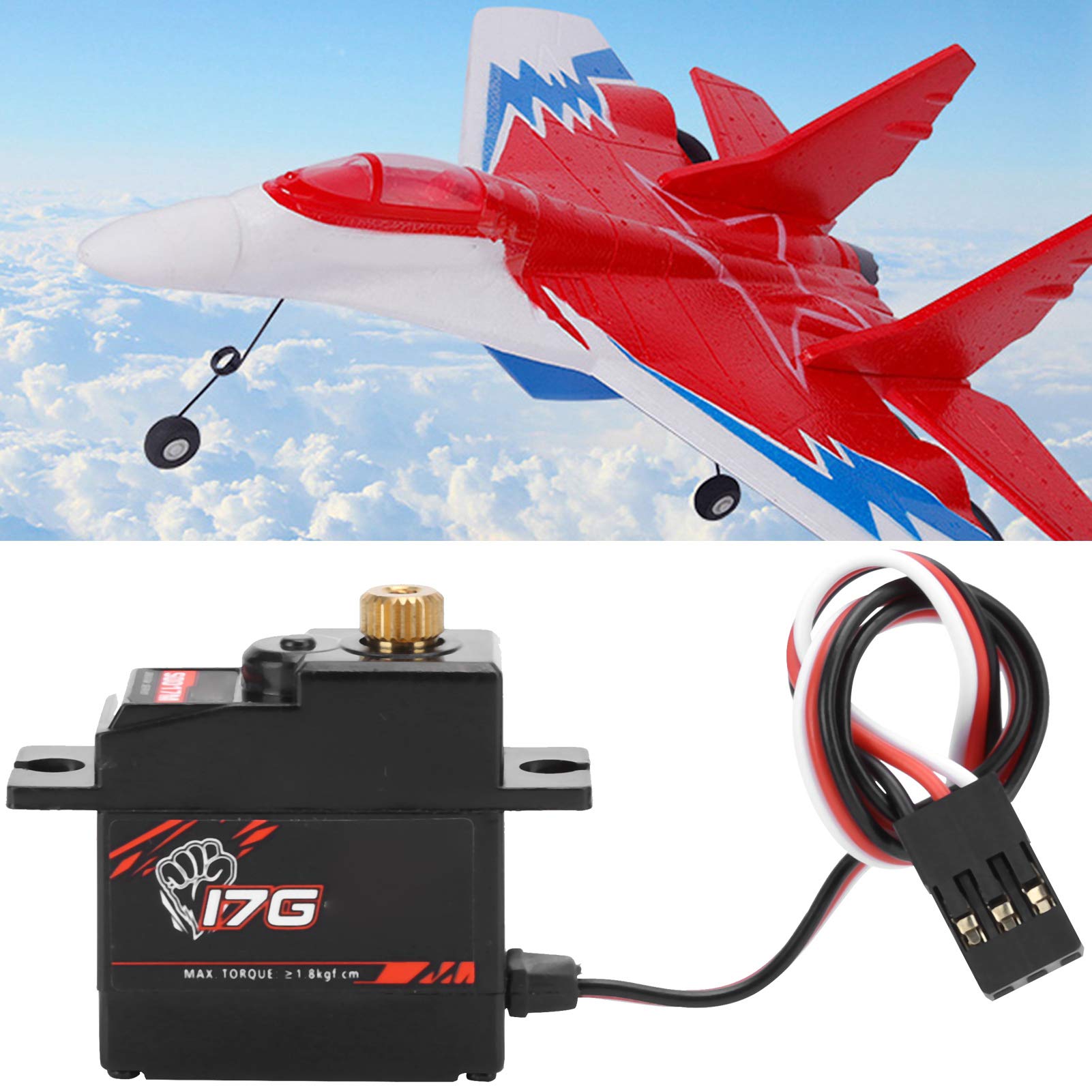 HERCHR Servo con Ingranaggi in Metallo 17g Servo Digitale RC ad Alta Coppia Impermeabile con Ingranaggi Metallo per Modelli RC ad Alta velocità Scala 1/18, Auto, aeroplani, Robot e Barche