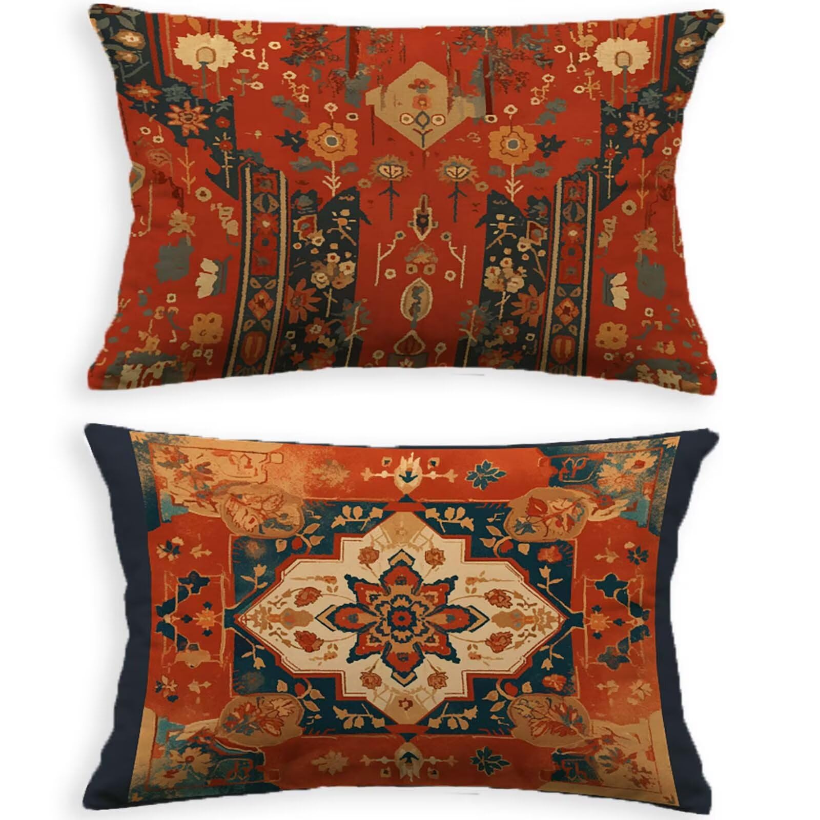 Taie Oreiller 50x70cm Rouge Bohême pour Décoration Automne de Salon et Chambre