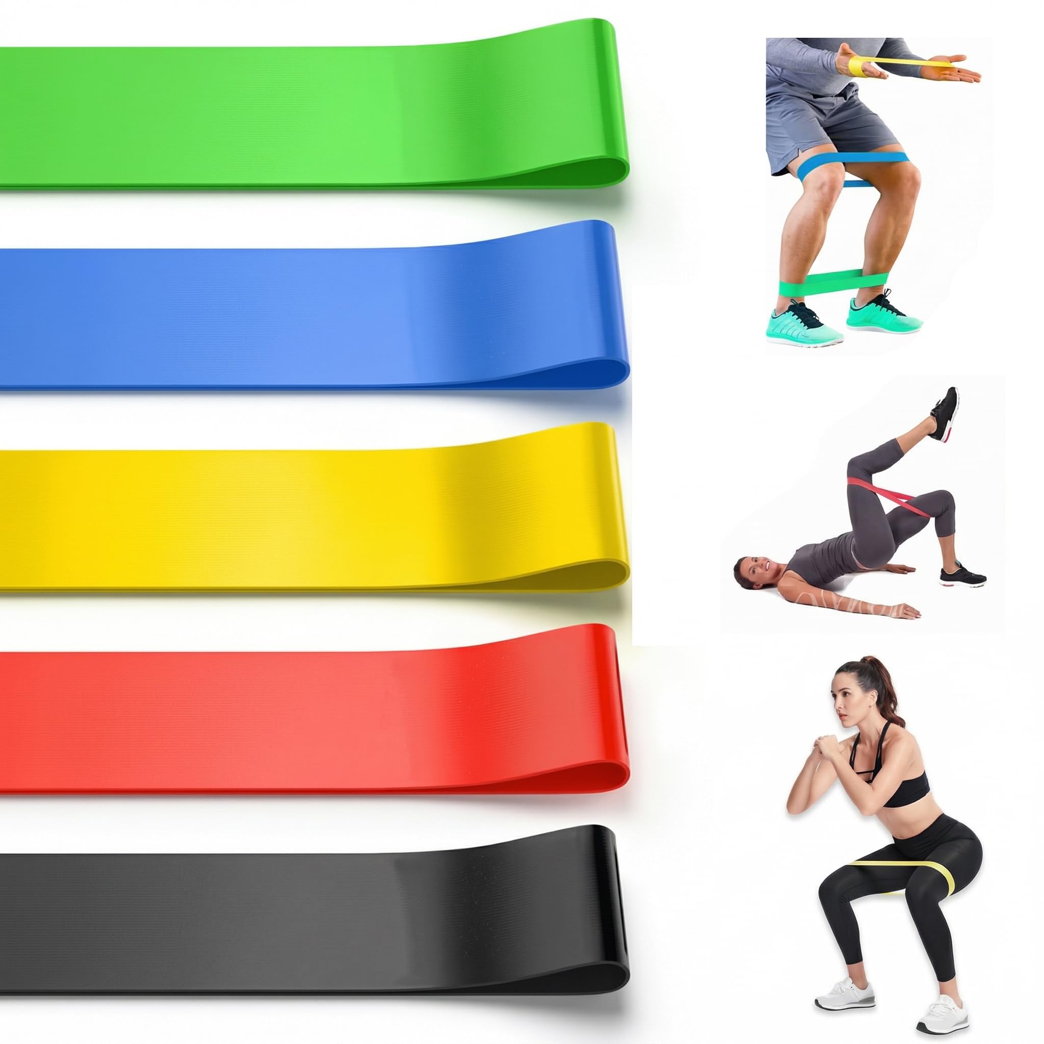 Kit 5 Mini Band Elástico para Exercício Academia e Treino em Casa Faixas em Látex Treino