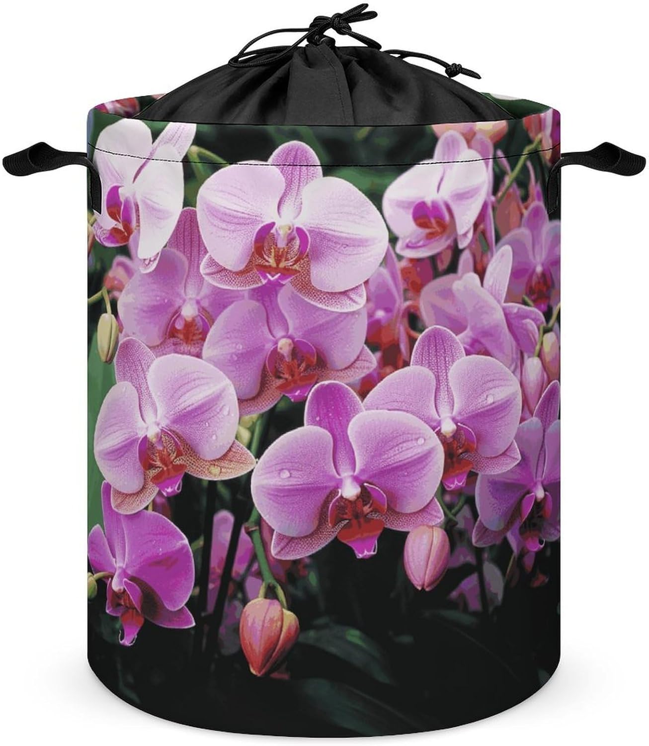 Orchids Laundry Basket Collapsible Clothes Hamper with Reinforced Handles Large Capacity Waterproof Laundry Bag Freestanding Laundry Hamper for Bedroom Bathroom