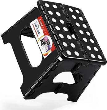 ACSTEP Collapsible Step Stool 7.5 Inch, Small Folding Stool, 176 lbs, Black