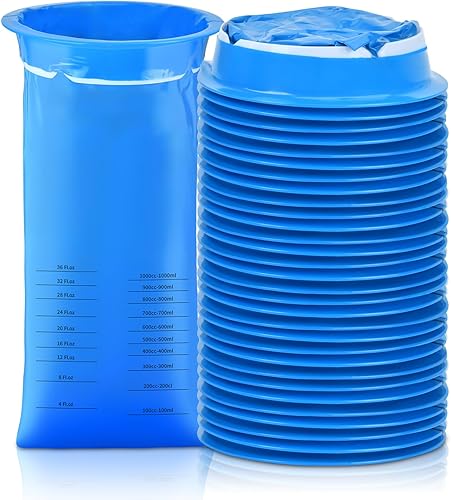 Miniatura 1 de Paquete de 24 bolsas de vómito desechables, bolsas de emesis de 3.03 onzas líquidas, resistentes a fugas, grado médico, portátiles, bolsas de púa,
