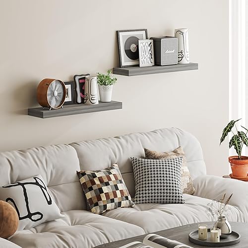Miniatura 4 de BAMEOS Estante flotante, estante de pared, estantes decorativos montados en la pared, juego de estantes colgantes de 24 x 6 pulgadas de largo para
