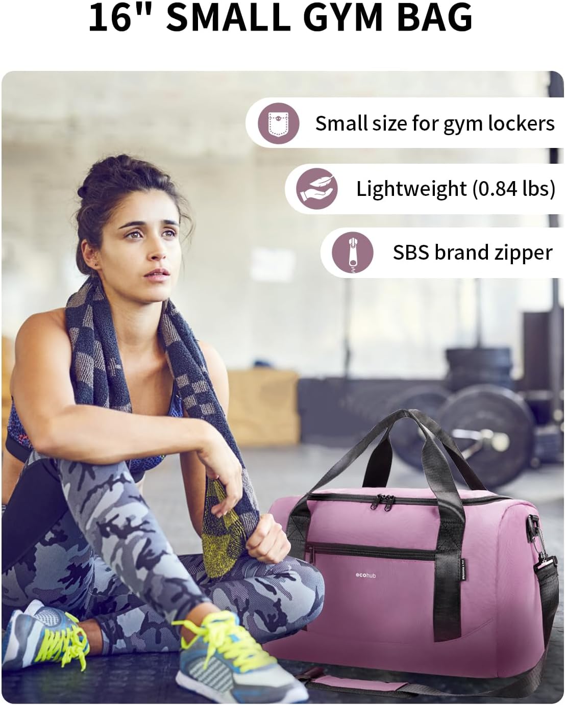 ECOHUB 16'' Personal Item Bag Mini Duffel Bag Small Travel Bag Underseat Carry on Bag for United Airlines Gym Bag for Women and Men - Image 7