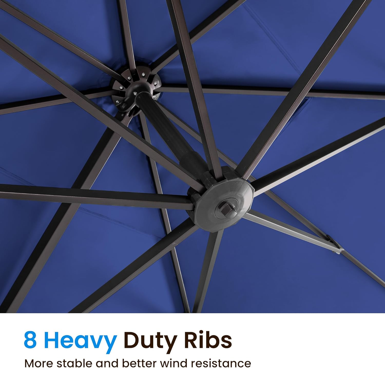 9' X 12' Cantilever Patio Umbrella with Base Included Rectangular Outdoor Large Offset Umbrellas with 7 Tilts Adjustable 360°Rotation for Deck Pool Garden Backyard, Navy - Image 5