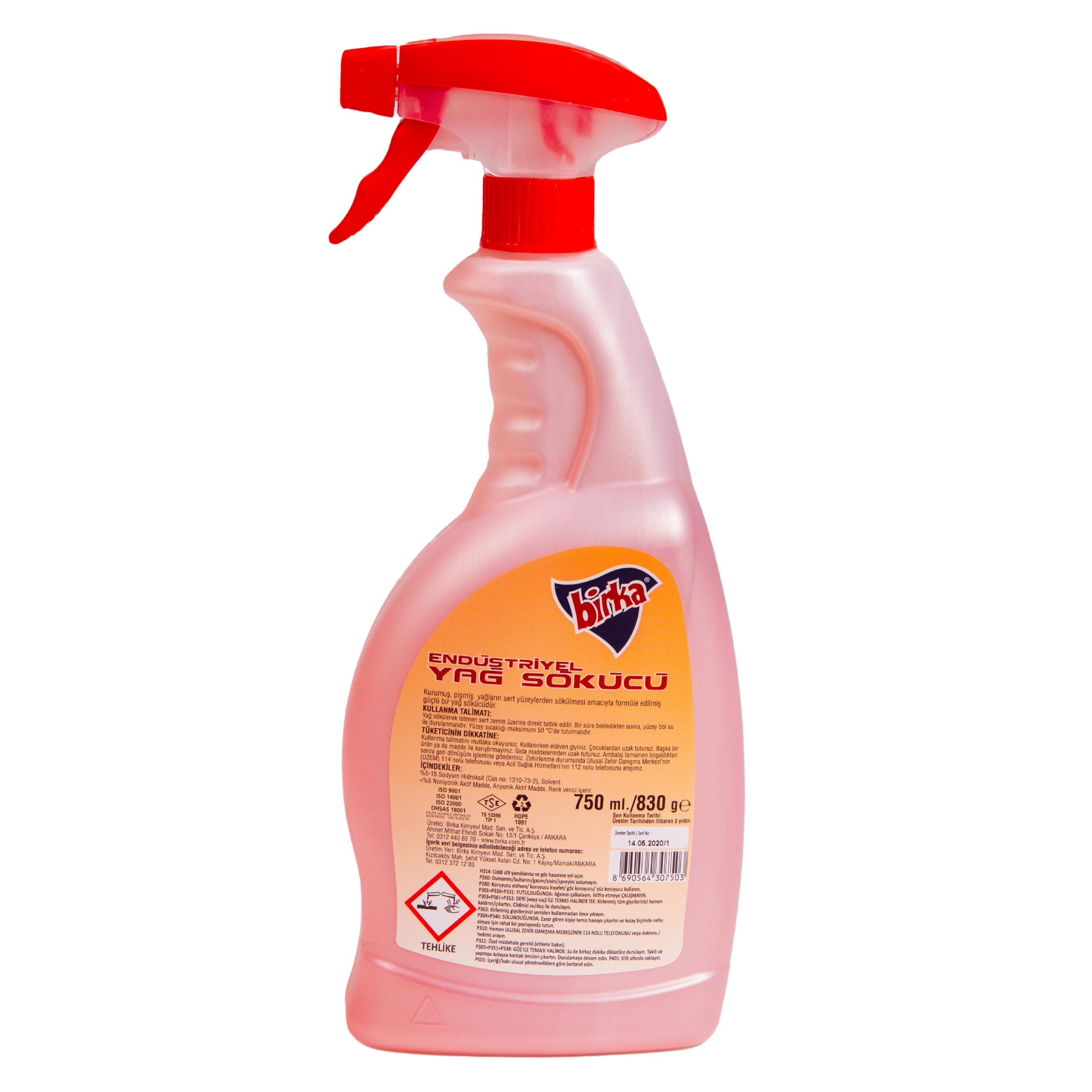 Birka Endüstriyel Yağ Sökücü, 750 ml – Kurumuş ve Pişmiş Yağlara Karşı Etkili Temizlik