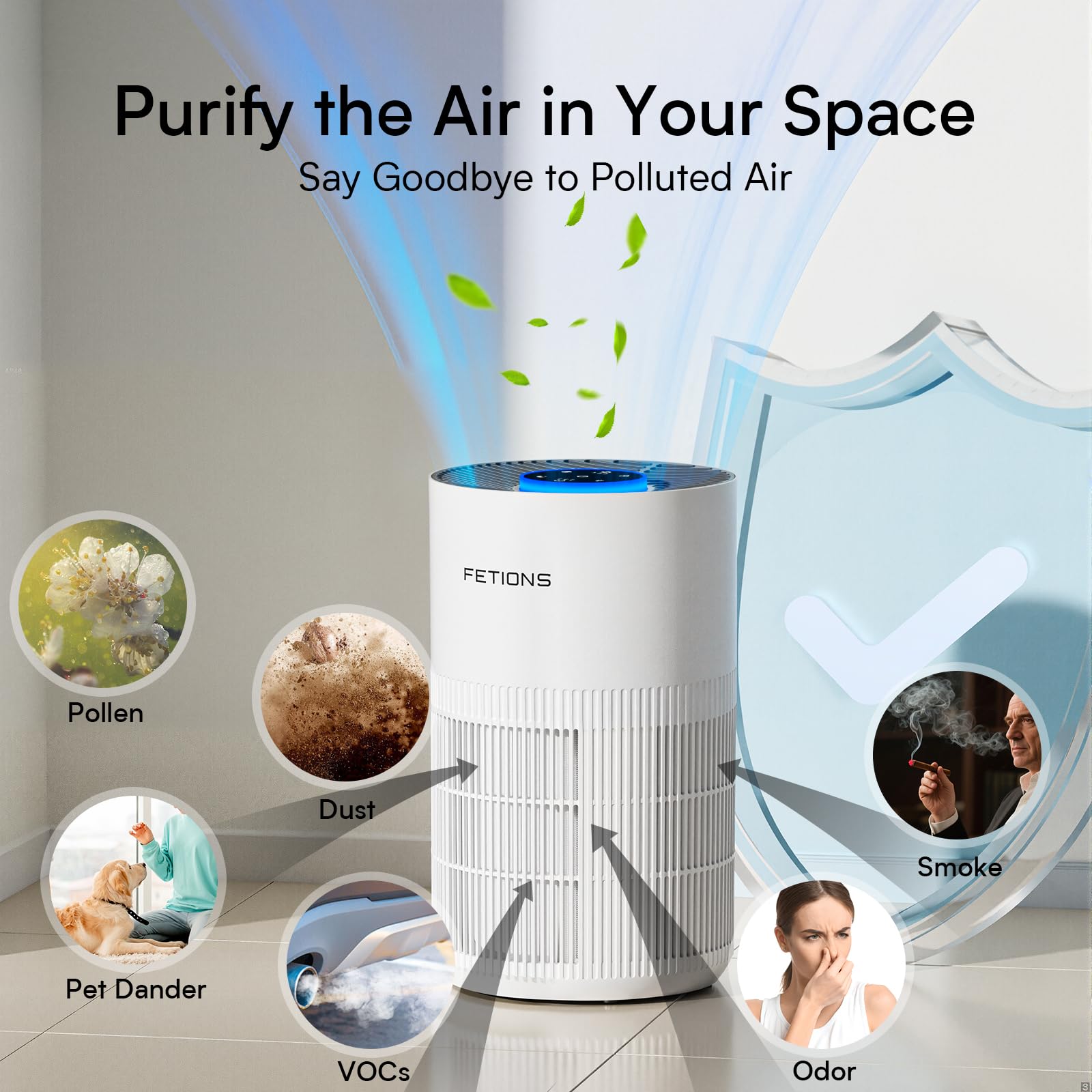 Purificadores de aire para el hogar de hasta 300 pies cuadrados, purificadores de aire pequeños para dormitorio, purificador de aire HEPA H14 con modo de espera, 3 velocidades, temporizador, función