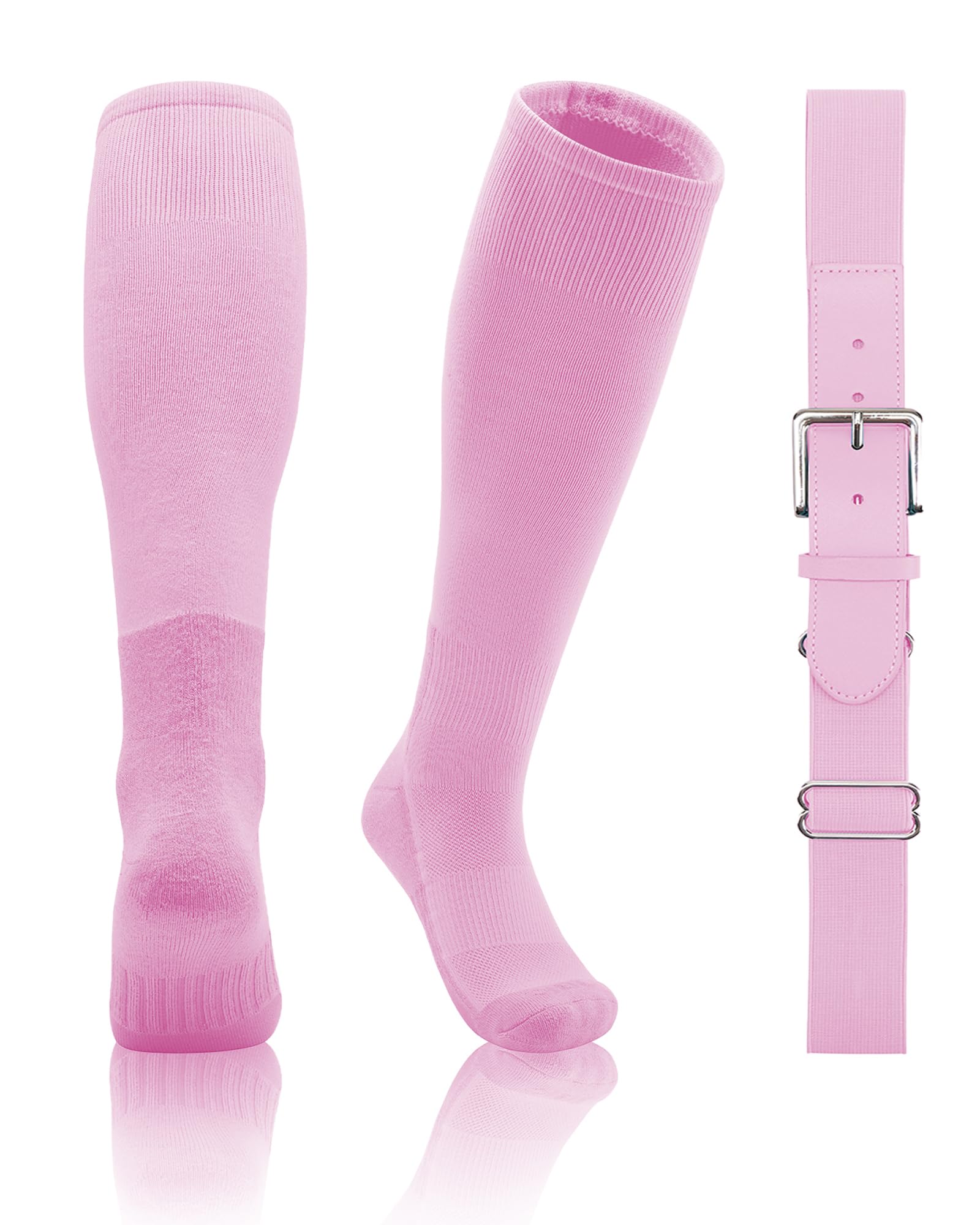 QBK 2T/3T/4T/5T Toddler Baseball Socks and Belt, 1 Pair of Socks &amp; 1 Belt