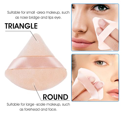 Miniatura 4 de Sibba 6 piezas de polvo con forma de triángulo para maquillaje facial para base de polvo suelta, esponja cosmética suave húmeda y seca, almohadillas