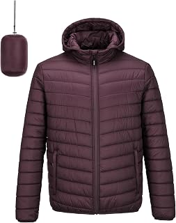 Outdoor Ventures Men's Packable Hooded Puffer Jacket Insulated Winter Coat