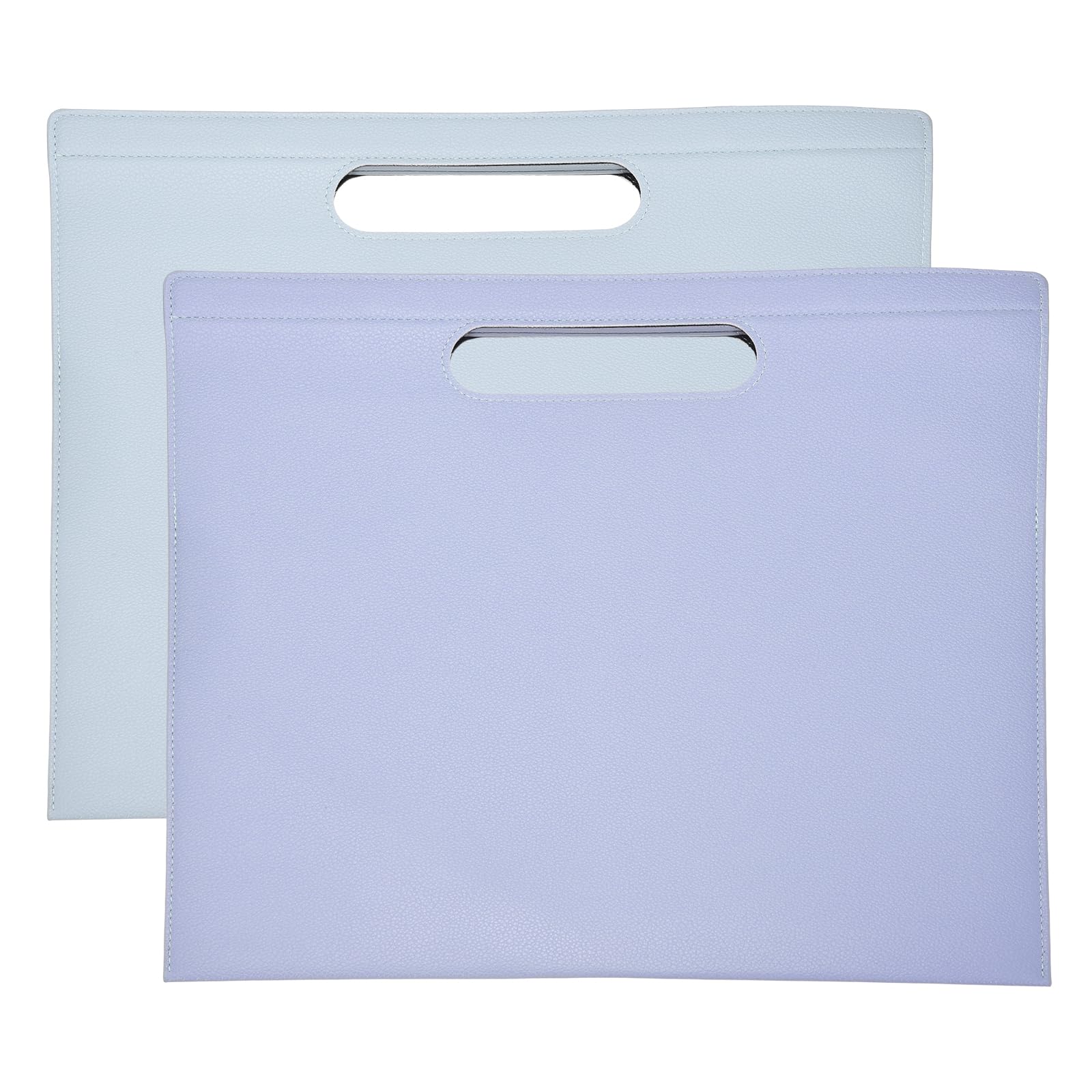 PATIKIL 2Pcs PU Leather A4 File Folder, 13.3x12.6 Waterproof Document Organizer Textured Portfolio Folder Case Portable Briefcase Carrier with Magnetic Closure for Office, Purple, Blue
